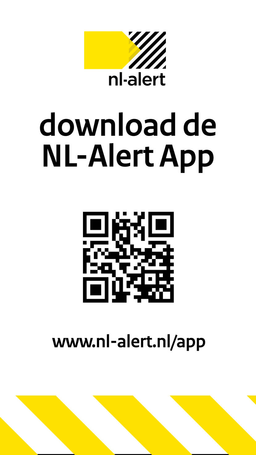 NL-Alert App, download de app. Kijk op www.nl-alert.nl/app